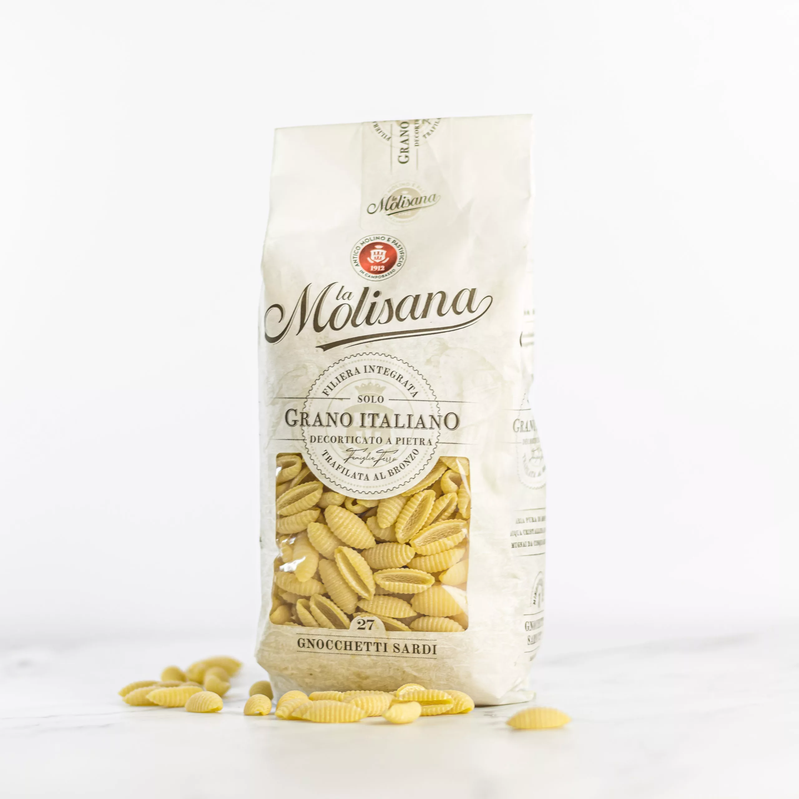 Paquet de 500g de Gnocchetti Sardi N°27 de La Molisana, pâtes italiennes authentiques disponibles sur My Little Italy.