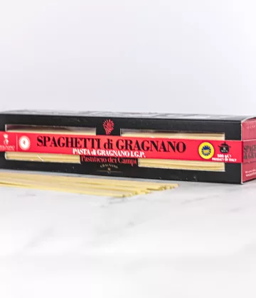 Paquet de 500g de Spaghetti di Gragnano IGP, des pâtes artisanales sèches disponibles sur My Little Italy.