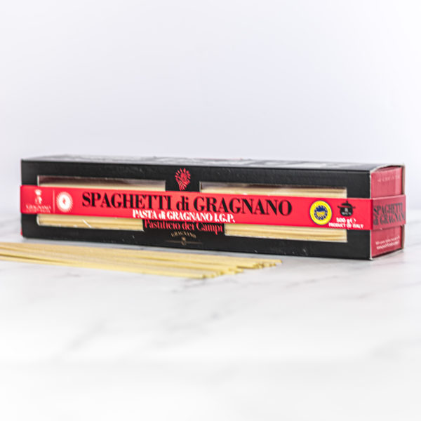 Paquet de 500g de Spaghetti di Gragnano IGP, des pâtes artisanales sèches disponibles sur My Little Italy.
