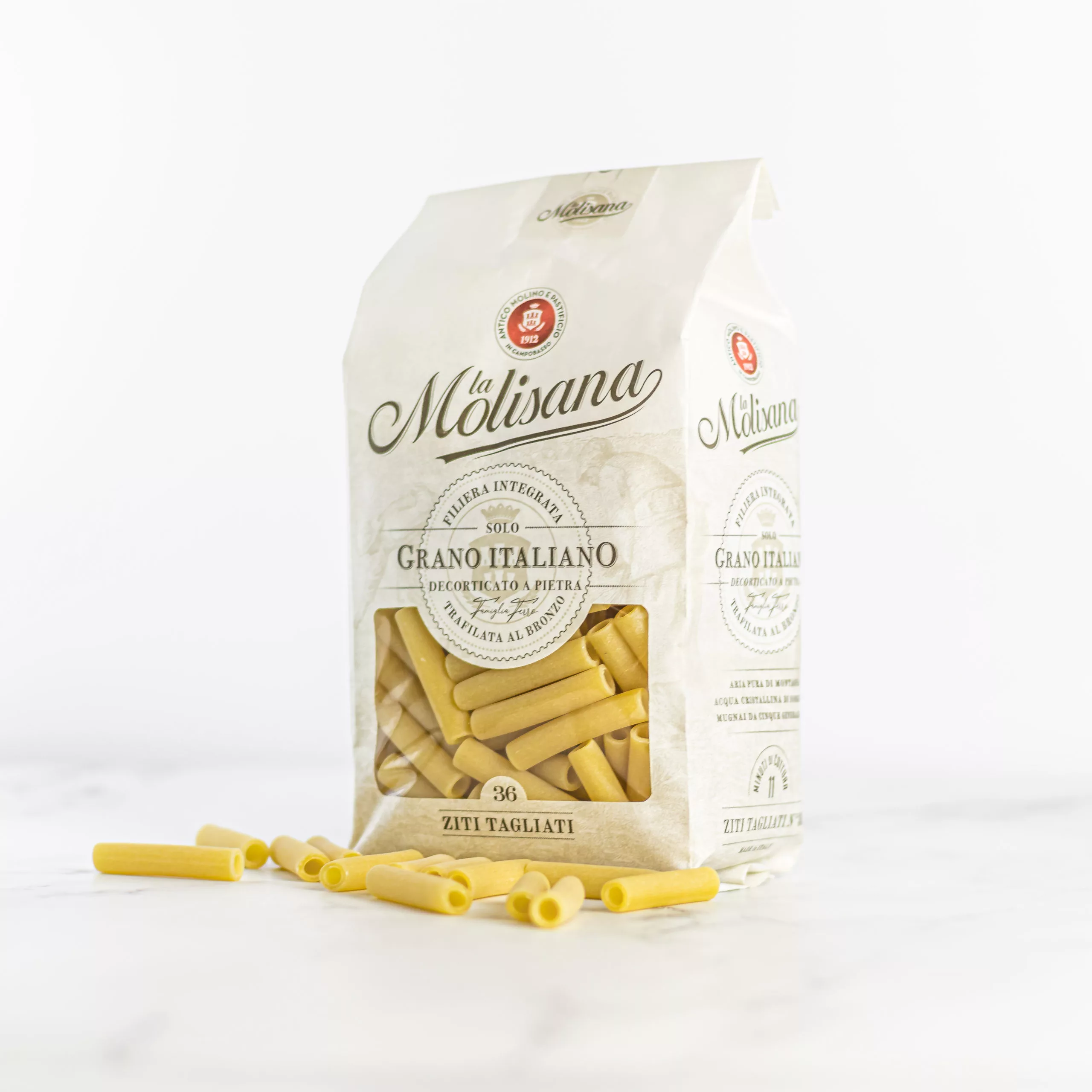 Paquet de 500g de Ziti Tagliati N°36 de La Molisana, la pâte napolitaine d'exception disponible sur My Little Italy.