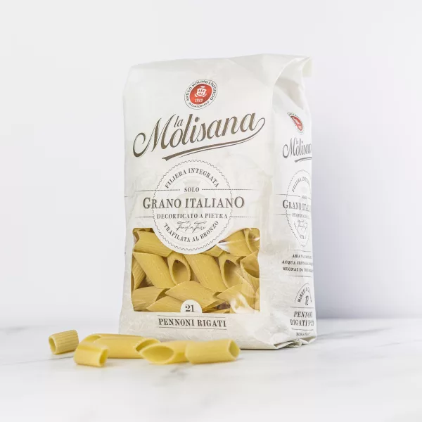 Confezione da 500 g di Pennoni Rigati N°21 de La Molisana, eccellenza italiana della pasta.