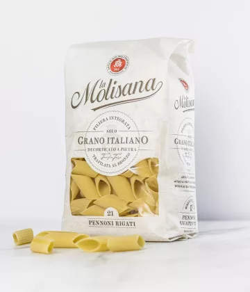 Confezione da 500 g di Pennoni Rigati N°21 de La Molisana, eccellenza italiana della pasta.