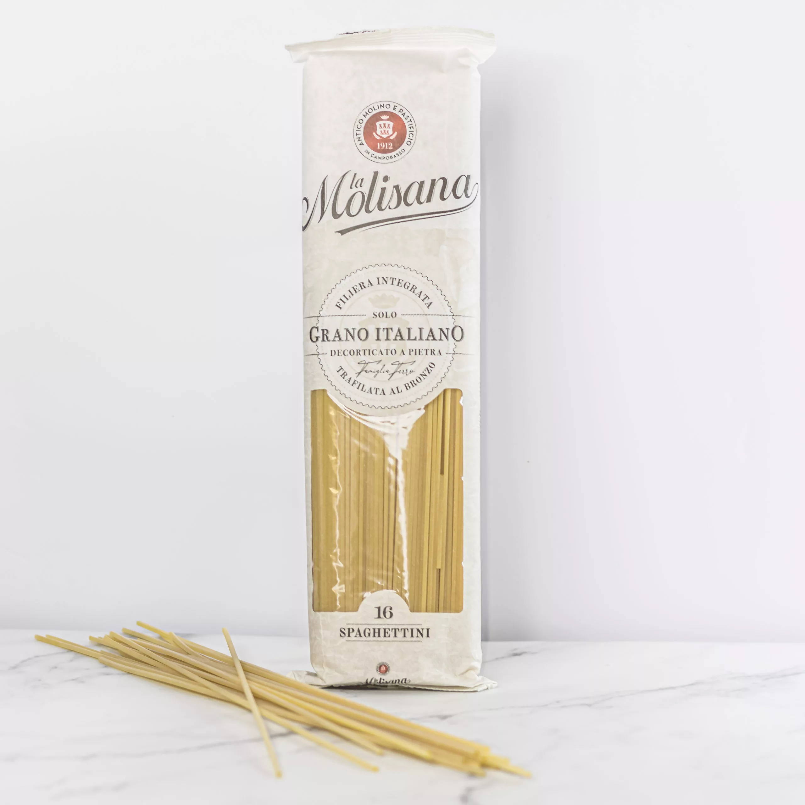 Paquet de 500g de Spaghettini N°16 de La Molisana, pâtes italiennes raffinées offertes par My Little Italy.