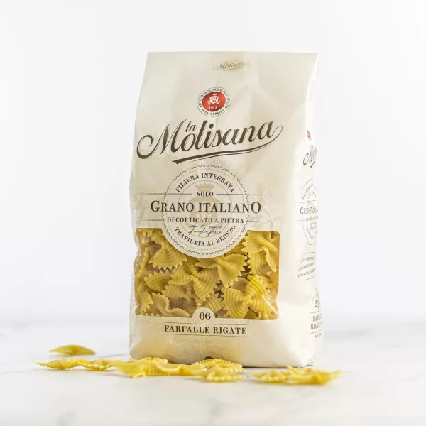 500g Packung Farfalle Rigate N°66 von La Molisana, authentische italienische Pasta erhältlich auf My Little Italy.