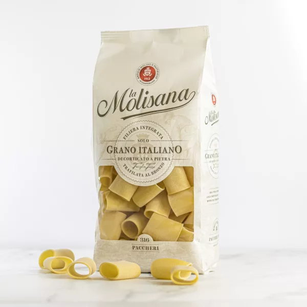 Paquet de 500g de Paccheri N°316 de La Molisana, pâtes napolitaines d'exception disponibles sur My Little Italy.