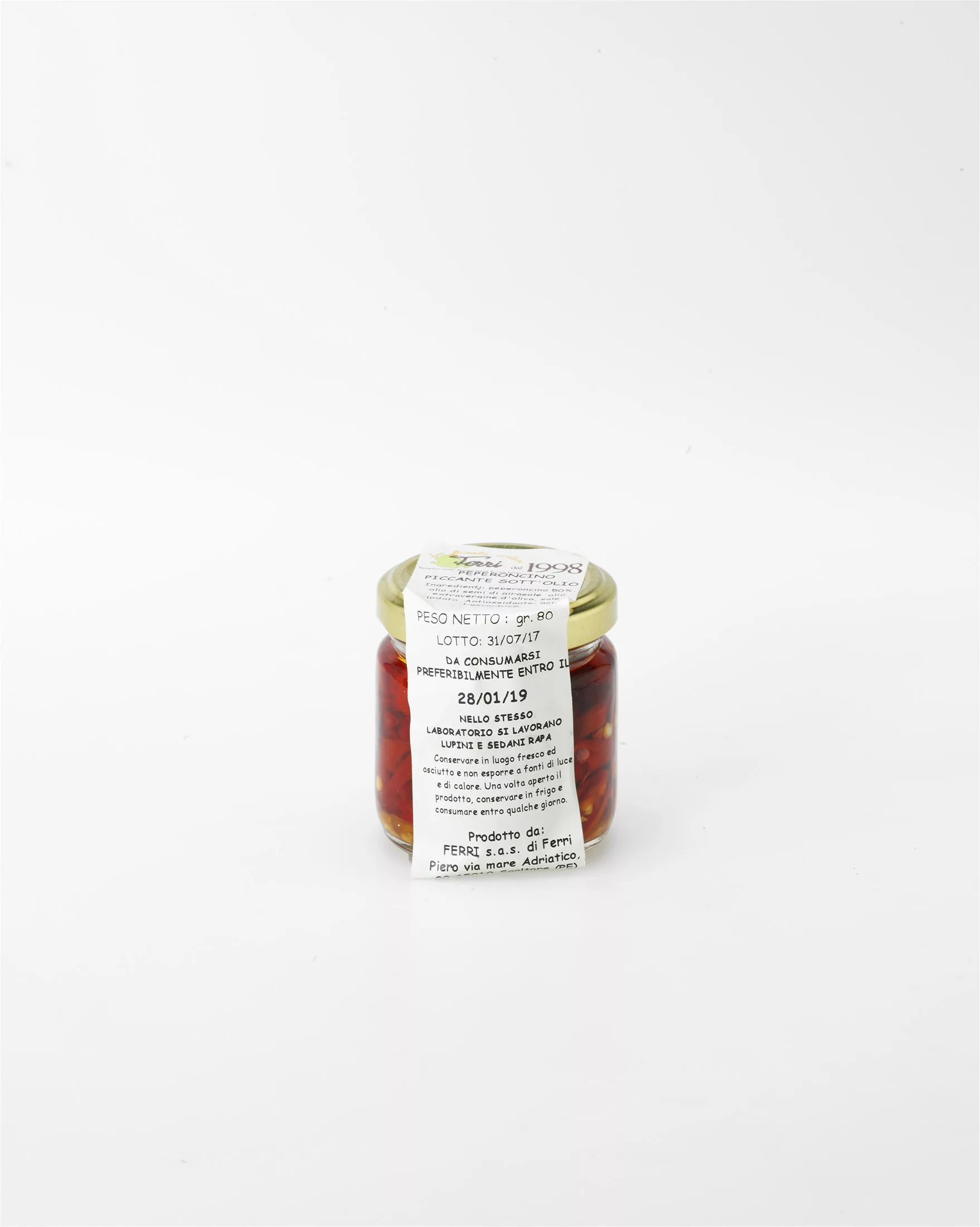 Piments sous-huile - 80g, disponible sur My Little Italy.