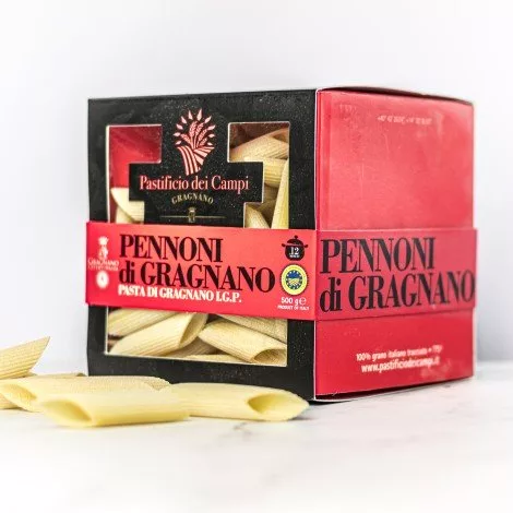 My Little ItalyConfezione da 500 g di Pennoni di Gragnano IGP, pasta rigata artigianale di Gragnano disponibile presso .