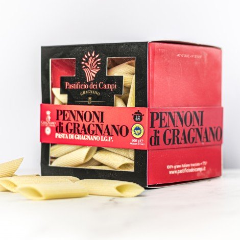 Paquet de 500g de Pennoni di Gragnano IGP, pâtes rigato artisanales de Gragnano disponibles chez My Little Italy.