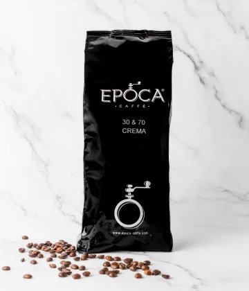 Kaffeebohnen Epoca Caffè 30&70 Crema, in Italien geröstet, Mischung aus Arabica Colombia und Robusta India und Uganda, für einen cremigen und duftenden Espresso, erhältlich bei My Little Italy.