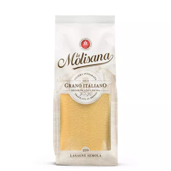 Lasagne de semoule N°219 de La Molisana dans un paquet de 500g. Disponible sur My Little Italy.