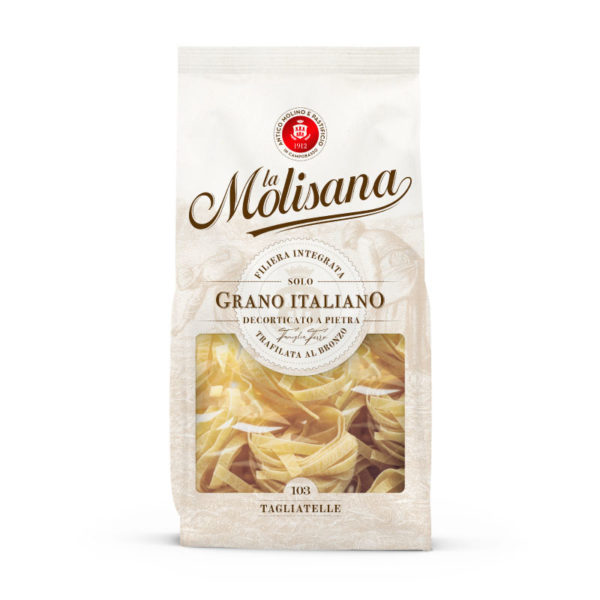 Confezione da 500 g di Tagliatelle N°103 de La Molisana, pasta tradizionale italiana, disponibile presso My Little Italy.