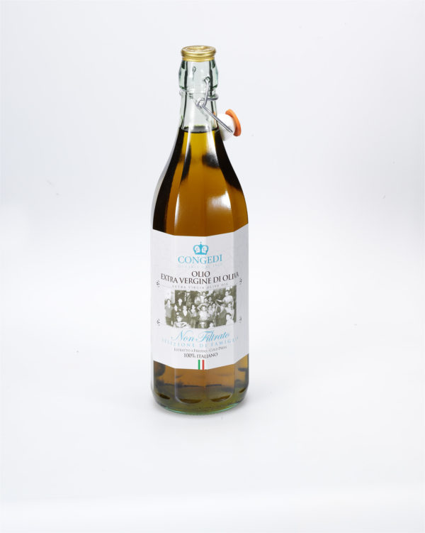 500ml-Flasche mit ungefiltertem extra nativem Olivenöl, reine Essenz aus dem Salento von My Little Italy.