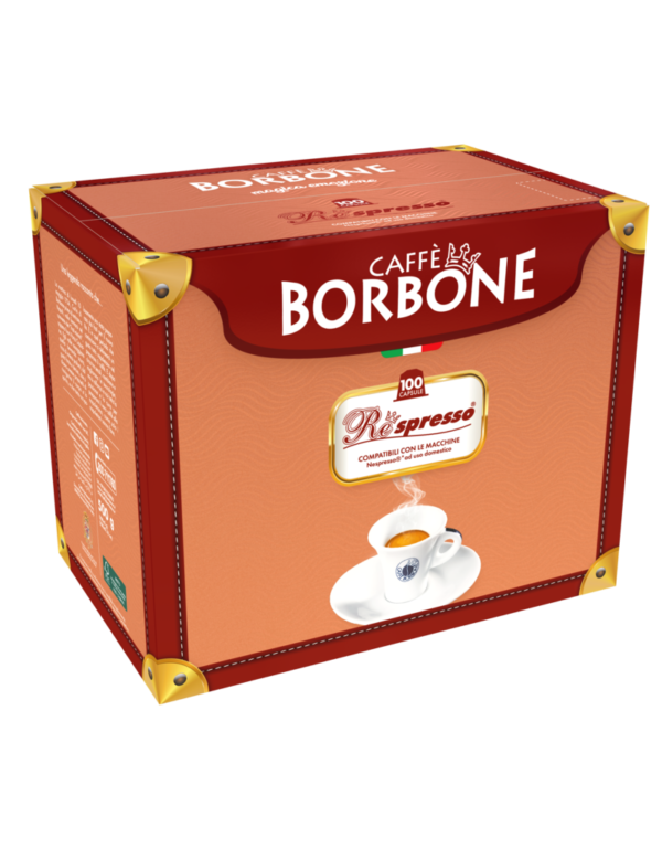 Caffè Borbone - Karton mit 100 kompatiblen Nespresso-Kapseln, erhältlich bei My Little Italy.