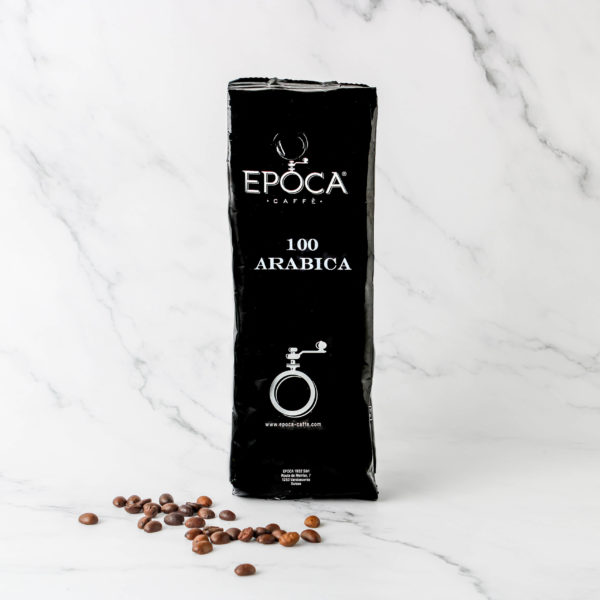 Grains de café Epoca Caffè 100 Arabica, torréfié en Italie, mélange d'arabica Salvador et Colombia, pour un expresso raffiné, disponible chez My Little Italy.