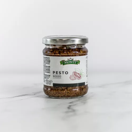 Pot de Pesto Rouge de 180g, idéal pour vos pâtes et pizzas, disponible sur My Little Italy.