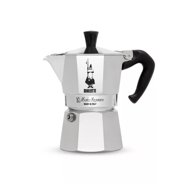 Bialetti Moka Express, die original italienische Kaffeemaschine mit dem Mann mit Schnurrbart, erhältlich unter My Little Italy.