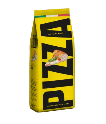 Paquet de préparation pour pizza Molini Pizzuti jaune avec logo italien