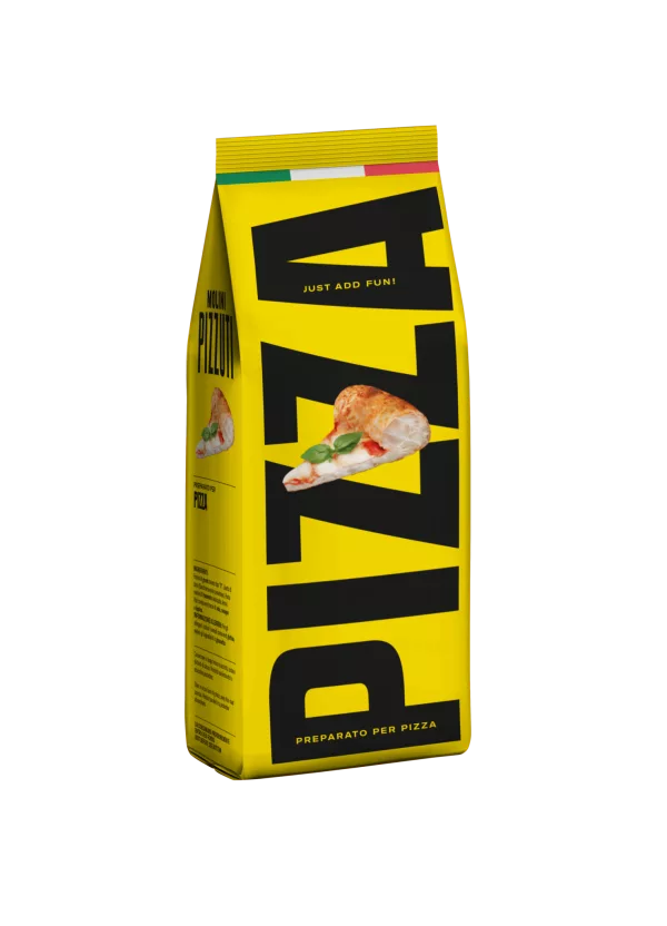 Paquet de préparation pour pizza Molini Pizzuti jaune avec logo italien
