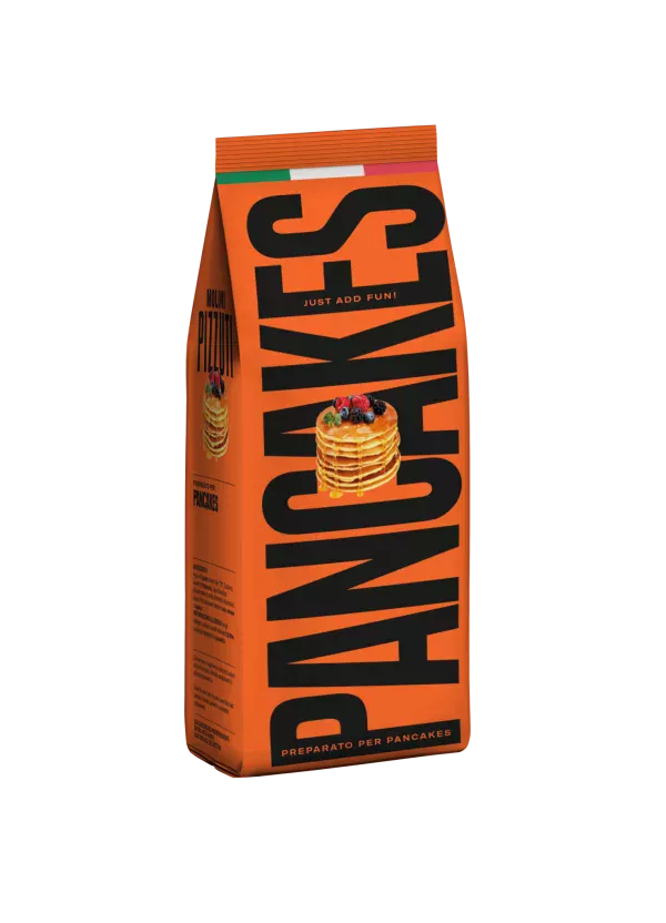 Molini Pizzuti Zubereitungspaket für Pancakes orange mit italienischem Logo