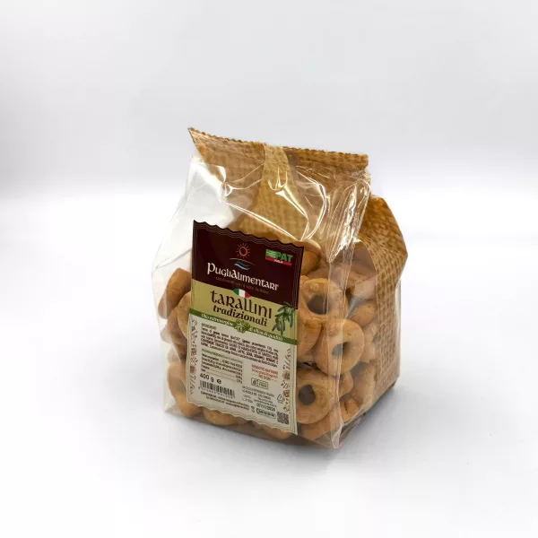 400 g di Tarallini semplici, i tradizionali biscotti da aperitivo pugliesi